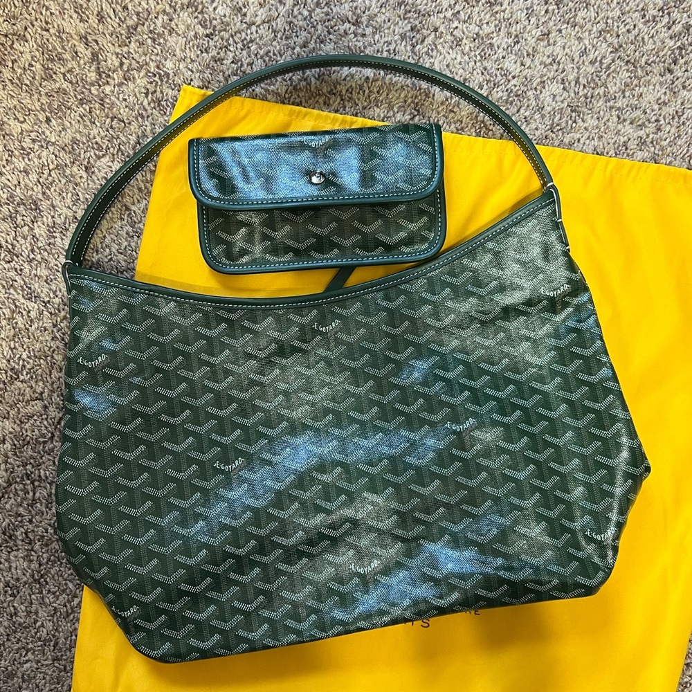 Goyard hobo bag green real leather